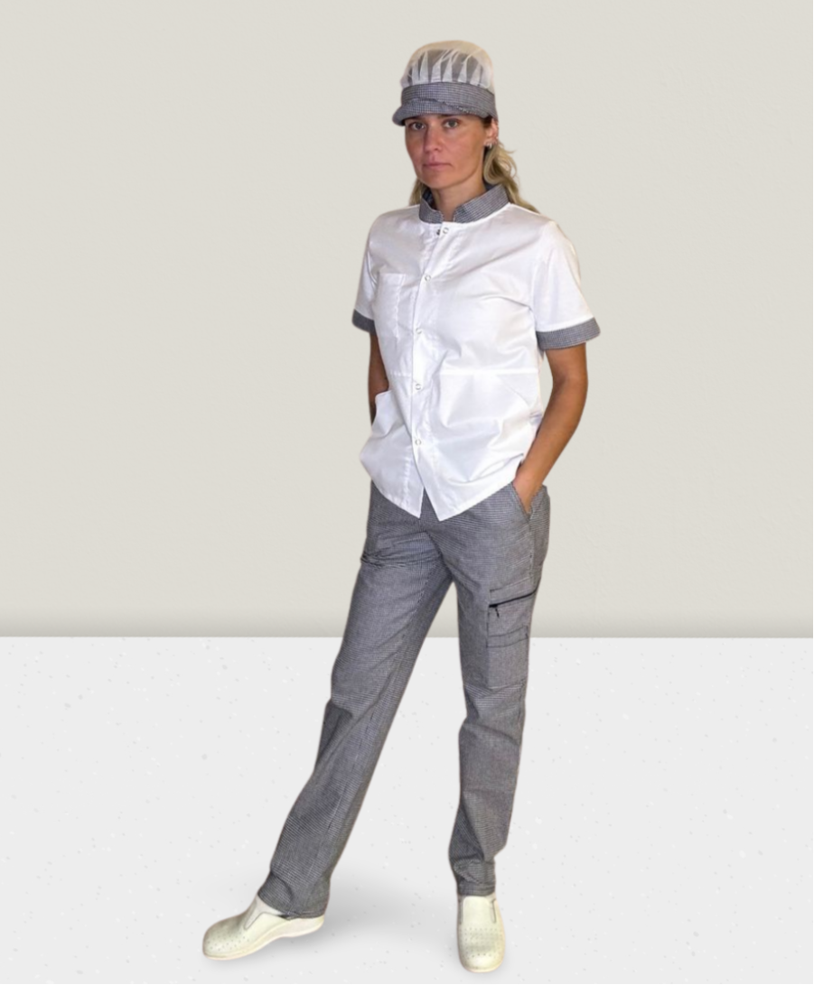 Женские брюки повара из ткани пепита KL-4P