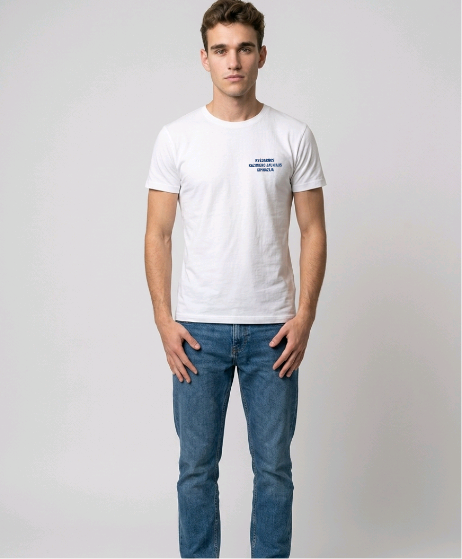 Šilalės r. Kvėdarnos Kazimiero Jauniaus gimnazijos unisex marškinėliai su logo „Paint“ P73